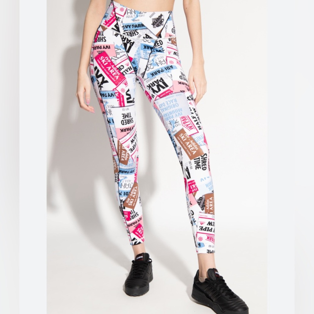 Adidas X /Ivy Park!  high rise ski tag legging/tight multi coloured prints Small